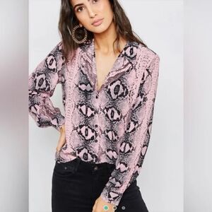 Pink Snake Skin TOPSHOP Button Down Shirt - Size 6 - NEW with Tags